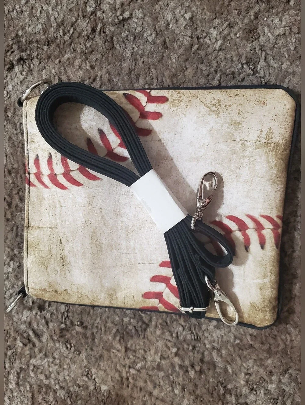 Vintage Baseball Print Crossbody Purse with Strap